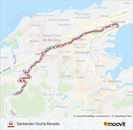 SANTANDER-ORUÑA-RENEDO Bus Line Map