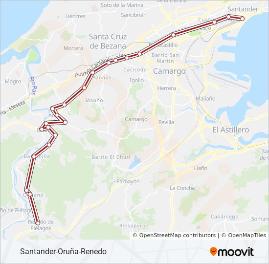 Mapa de SANTANDER-ORUÑA-RENEDO de autobús