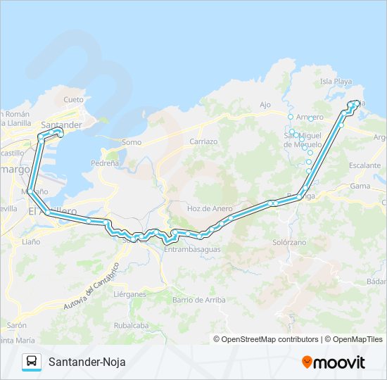 Mapa de SANTANDER-NOJA de autobús