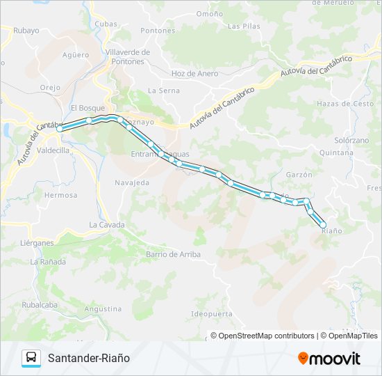 Mapa de SANTANDER-RIAÑO de autobús