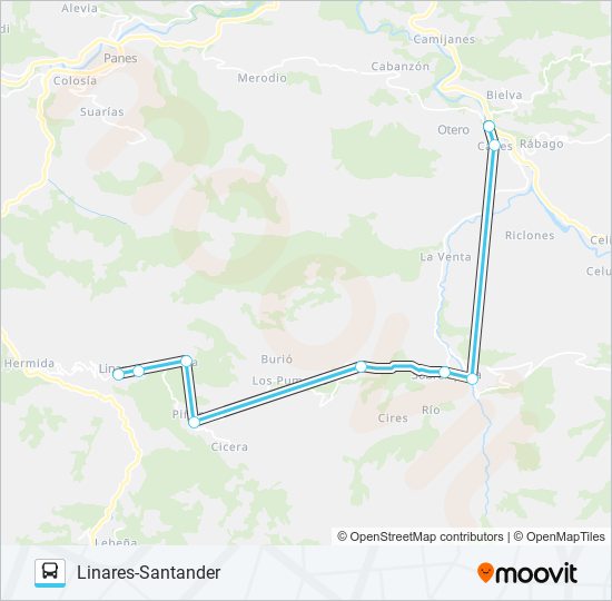 LINARES-SANTANDER bus Mapa de línia