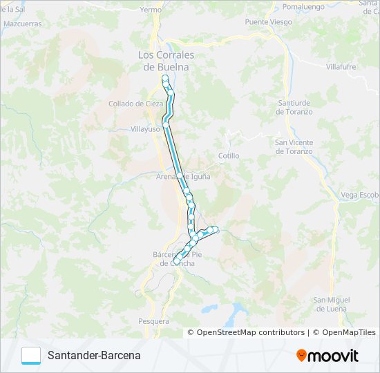 Mapa de SANTANDER-BARCENA de autobús