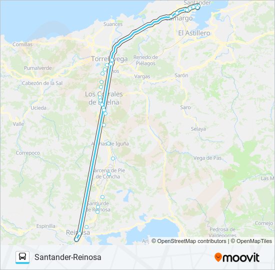 Mapa de SANTANDER-REINOSA de autobús