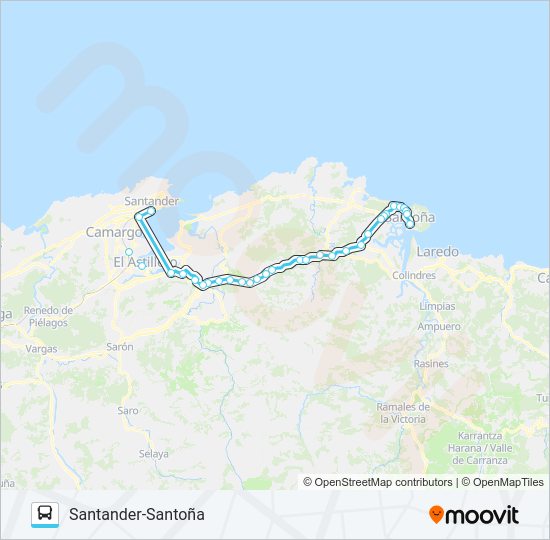 Mapa de SANTANDER-SANTOÑA de autobús