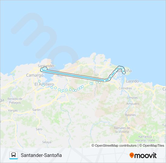 Mapa de SANTANDER-SANTOÑA de autobús