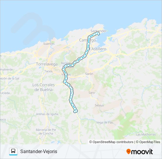 Mapa de SANTANDER-VEJORIS de autobús