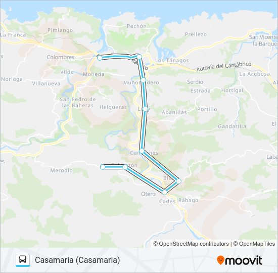 Mapa de UNQUERA-CASAMARIA de autobús