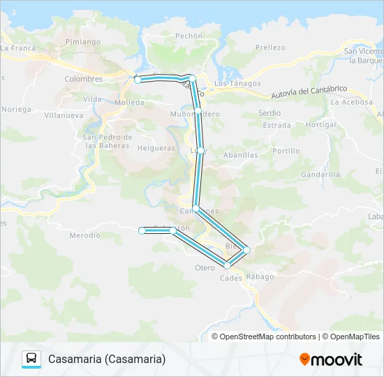 UNQUERA-CASAMARIA Bus Line Map