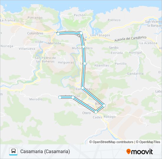 Mapa de UNQUERA-CASAMARIA de autobús