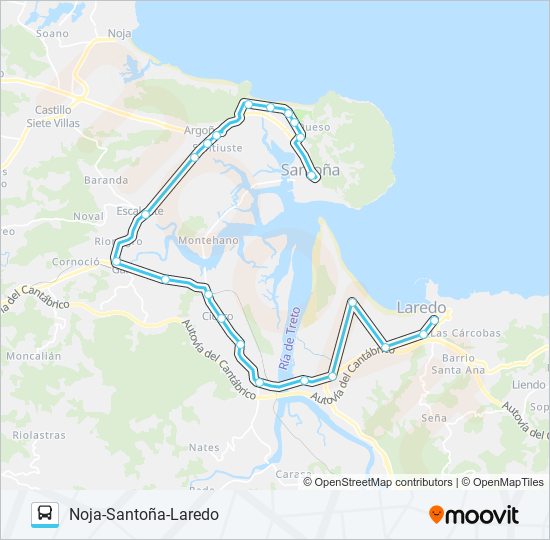 Mapa de NOJA-SANTOÑA-LAREDO de autobús