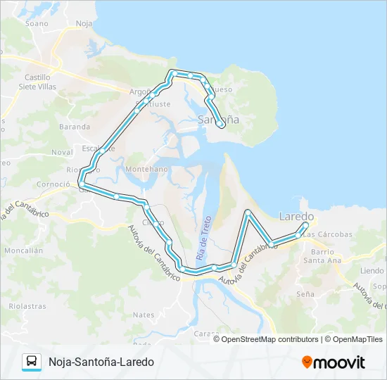 NOJA-SANTOÑA-LAREDO Bus Line Map