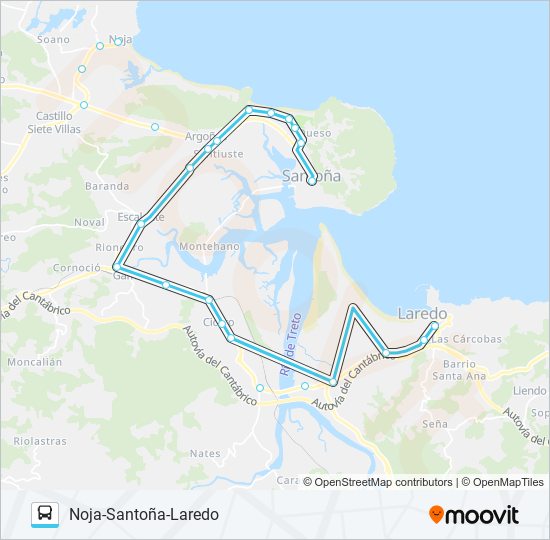 Mapa de NOJA-SANTOÑA-LAREDO de autobús