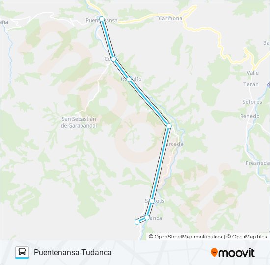 Mapa de PUENTENANSA-TUDANCA de autobús