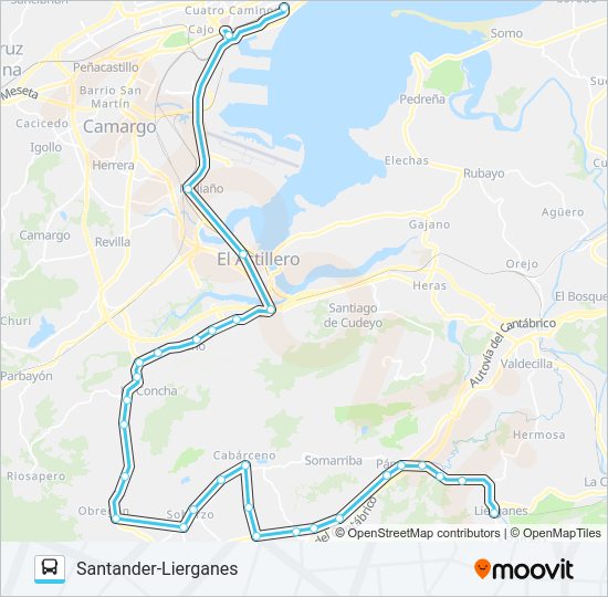 Mapa de SANTANDER-LIERGANES de autobús