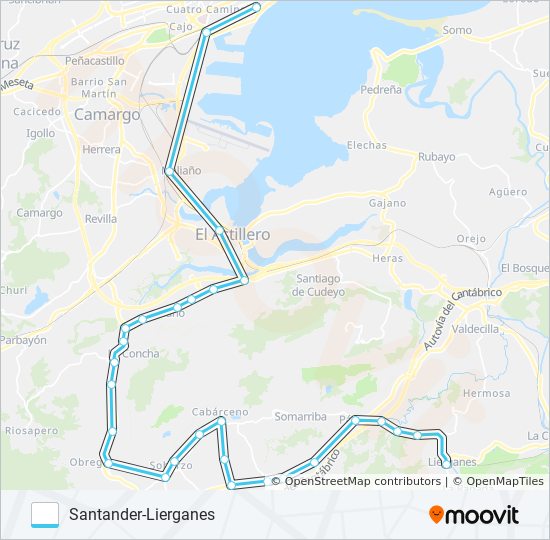 Mapa de SANTANDER-LIERGANES de autobús