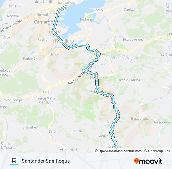 Mapa de SANTANDER-SAN ROQUE de autobús