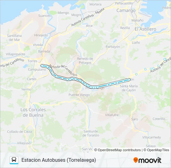 SOLARES-TORRELAVEGA Bus Line Map