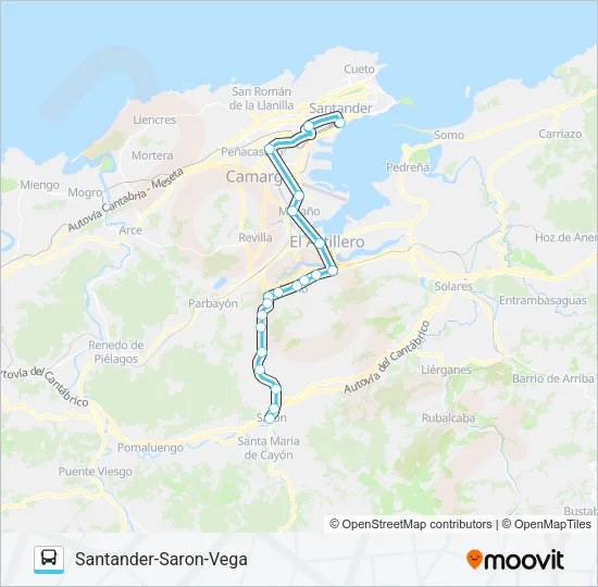 SANTANDER-SARON-VEGA Bus Line Map