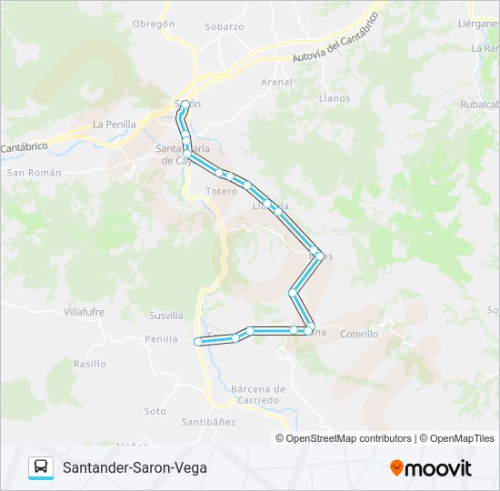 Mapa de SANTANDER-SARON-VEGA de autobús