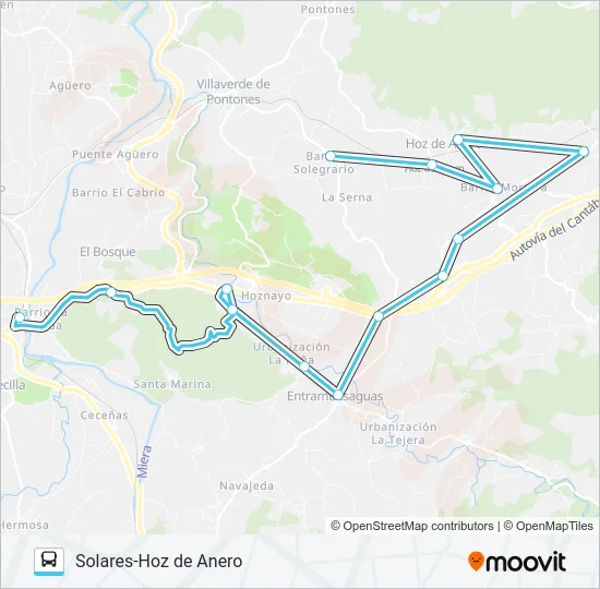 SOLARES-HOZ DE ANERO Bus Line Map