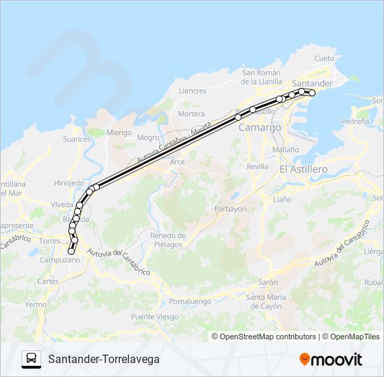 Mapa de SANTANDER-TORRELAVEGA de autobús