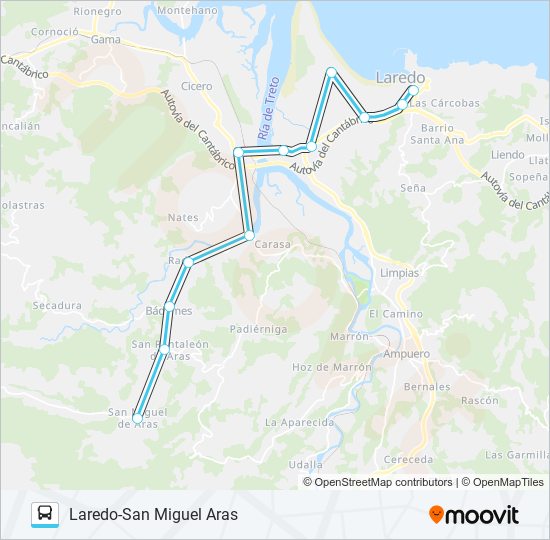 Mapa de LAREDO-SAN MIGUEL ARAS de autobús