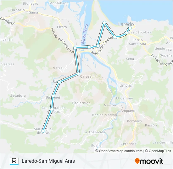 LAREDO-SAN MIGUEL ARAS Bus Line Map