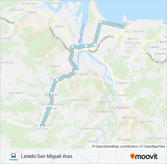 LAREDO-SAN MIGUEL ARAS Bus Line Map