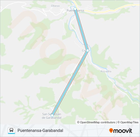 Mapa de PUENTENANSA-GARABANDAL de autobús