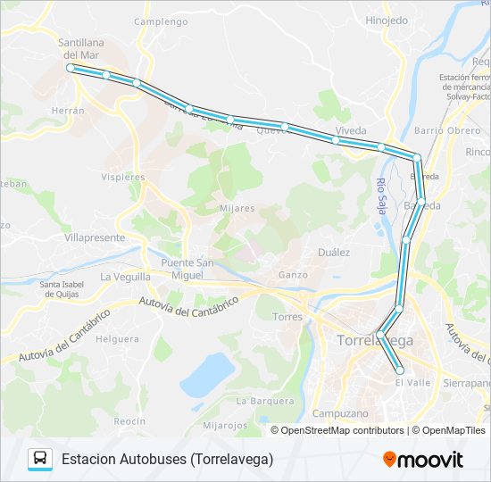 Mapa de TORRELAVEGA-SANTILLANA de autobús
