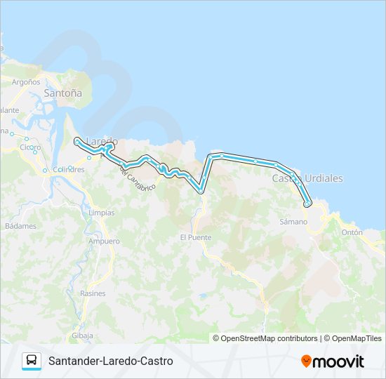 Mapa de SANTANDER-LAREDO-CASTRO de autobús