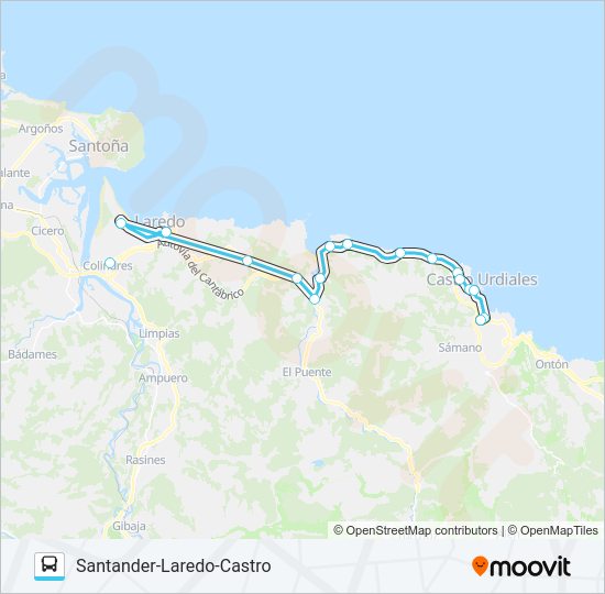 Mapa de SANTANDER-LAREDO-CASTRO de autobús