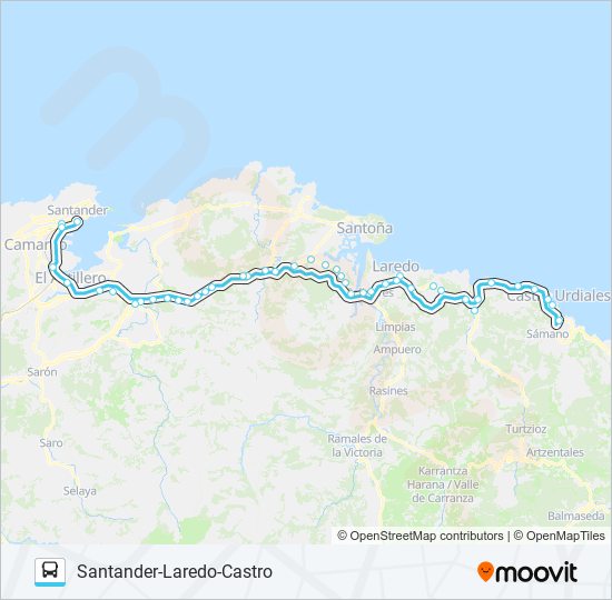 Mapa de SANTANDER-LAREDO-CASTRO de autobús