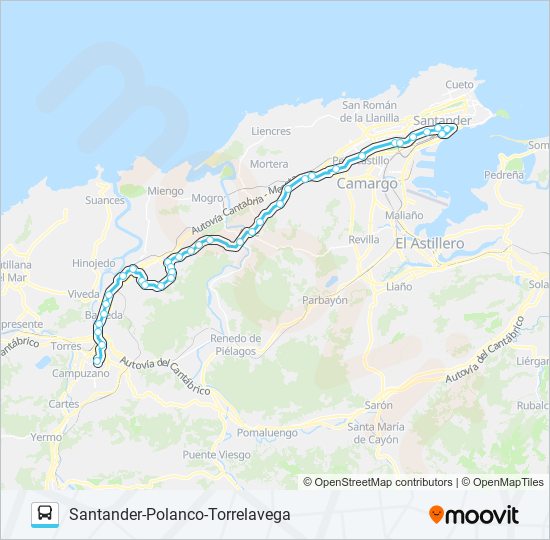 Mapa de SANTANDER-POLANCO-TORRELAVEGA de autobús