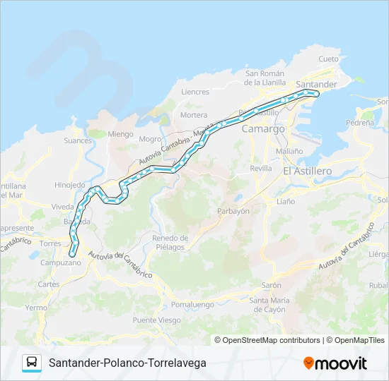 SANTANDER-POLANCO-TORRELAVEGA Bus Line Map