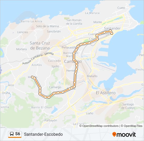 Mapa de S6 de autobús