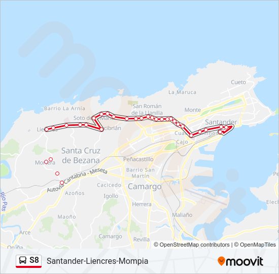 Mapa de S8 de autobús