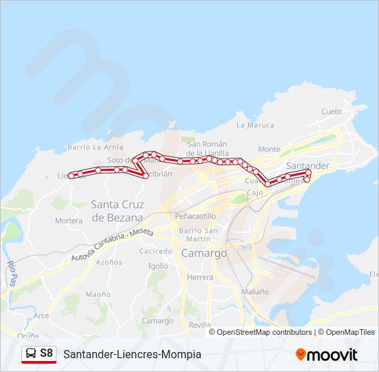 Mapa de S8 de autobús