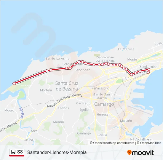 S8 Bus Line Map