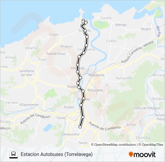 UBIARCO-SUANCES-TORRELAVEGA Bus Line Map