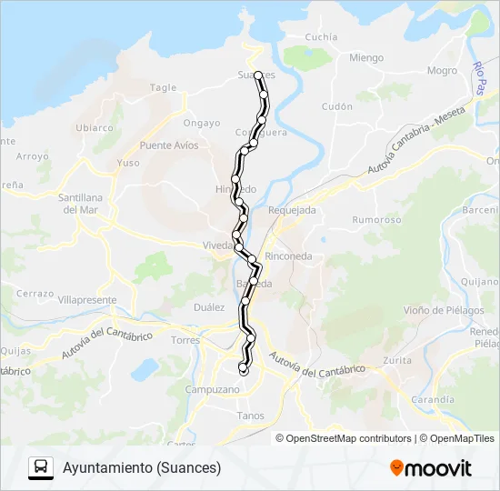 Mapa de UBIARCO-SUANCES-TORRELAVEGA de autobús