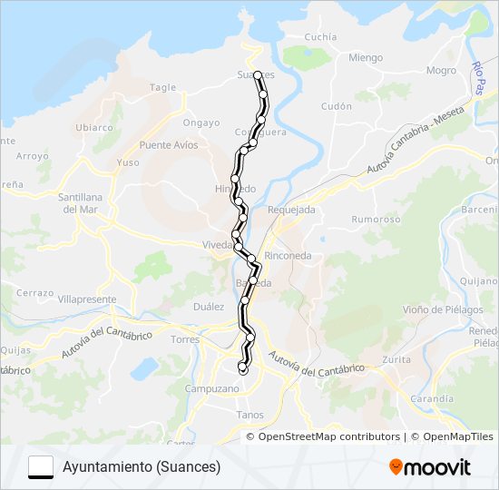Mapa de UBIARCO-SUANCES-TORRELAVEGA de autobús