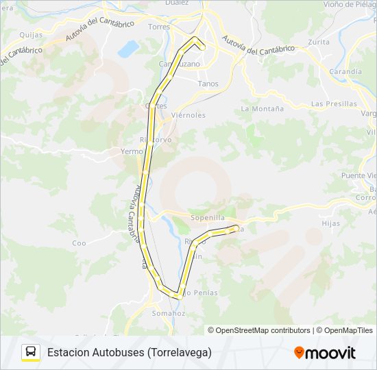 Mapa de TORRELAVEGA-LOS CORRALES-SELAYA de autobús