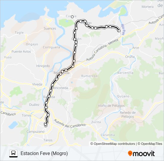 Mapa de ESTACION MOGRO-TORRELAVEGA de autobús