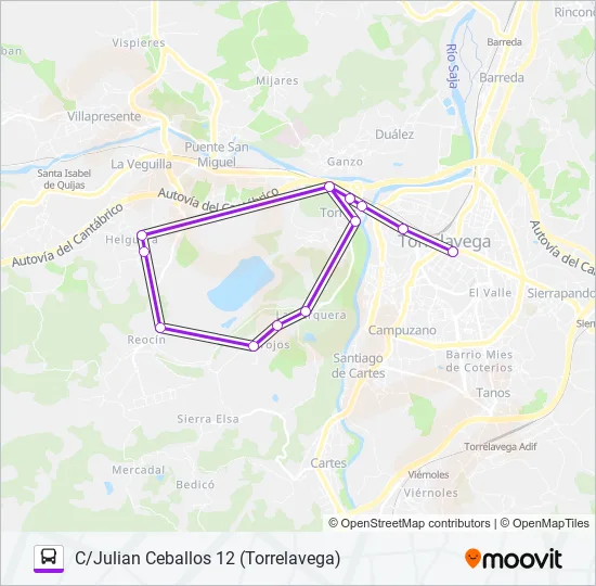 REOCIN-TORRELAVEGA Bus Line Map