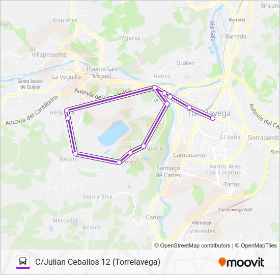 REOCIN-TORRELAVEGA Bus Line Map
