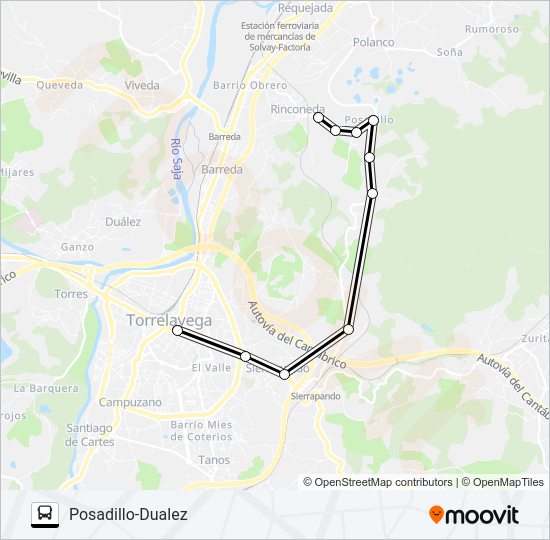 Mapa de POSADILLO-DUALEZ de autobús