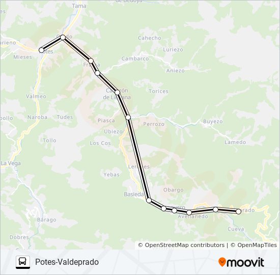 POTES-VALDEPRADO bus Line Map