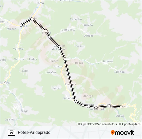 POTES-VALDEPRADO Bus Line Map