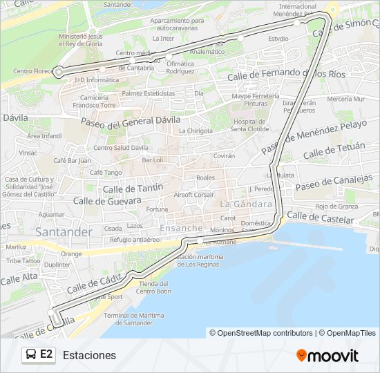 Mapa de E2 de autobús